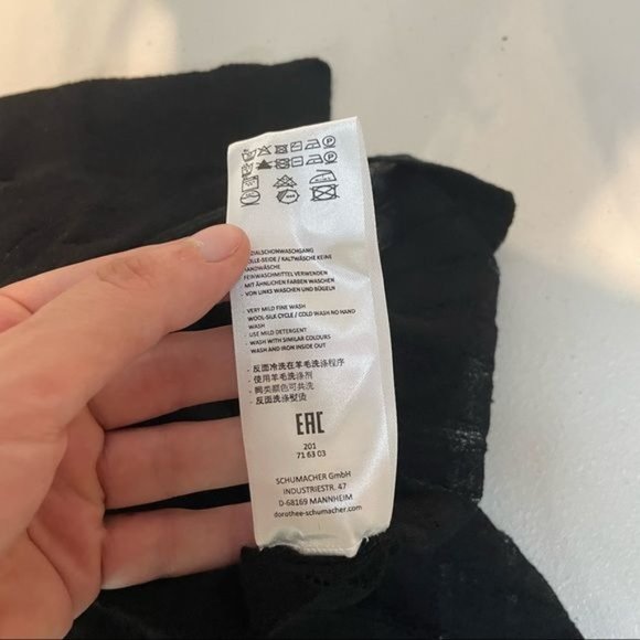 DOROTHEE SCHUMACHER SHEER STRIPED CREW NECK STEP HEM BOXY KNIT LINEN BLEND BLACK - Picture 5 of 6